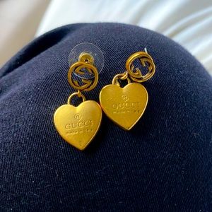 gucci heart dangle earrings gold plated